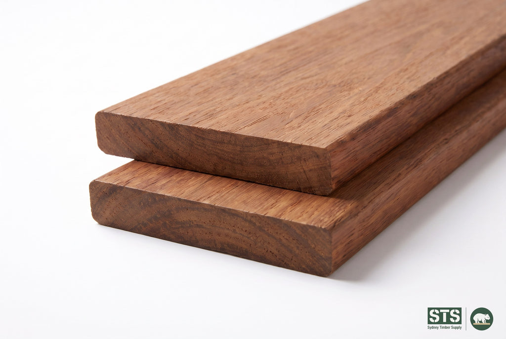 Merbau 140 x 19mm hardwood decking - product photography