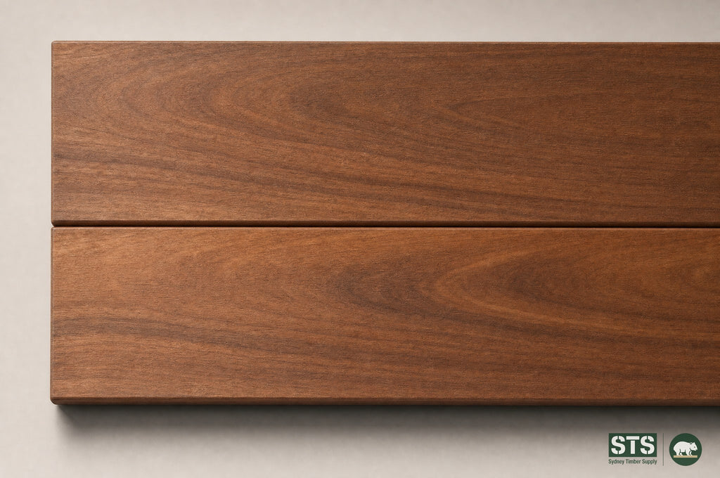 Red Ironbark 135 x 19mm hardwood decking - product photography