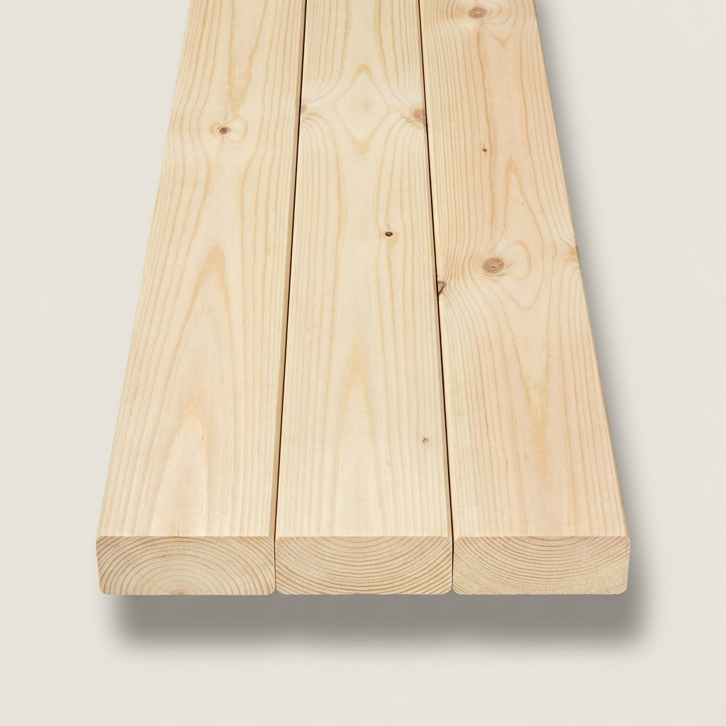 Illustrative view of untreated 90 x 45 mm MGP10 pine framing - digitally generated illustration, not a photograph of the supplied product.